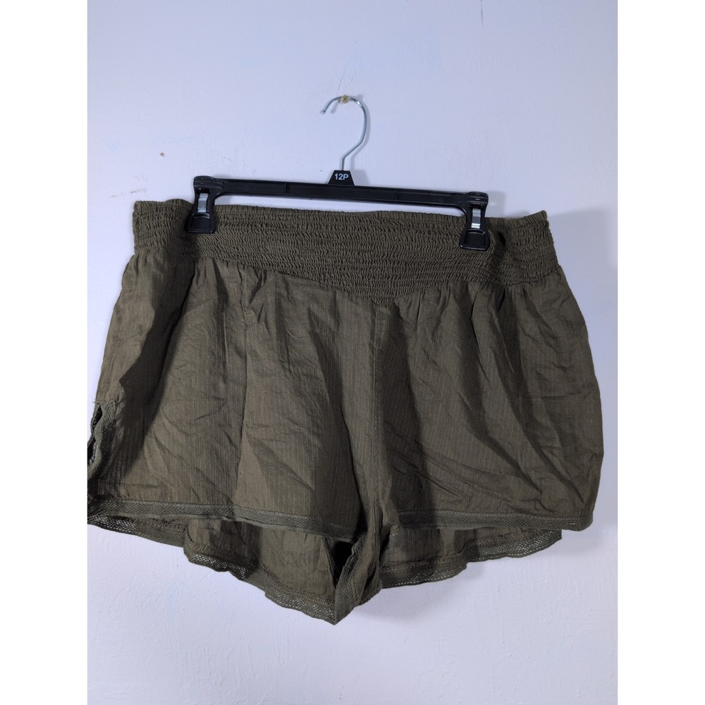 Free People Intimately Army Green‎ Shorts Large Sheer Beach Lounge Cotton